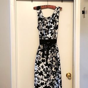Black and White Flower Print Dress